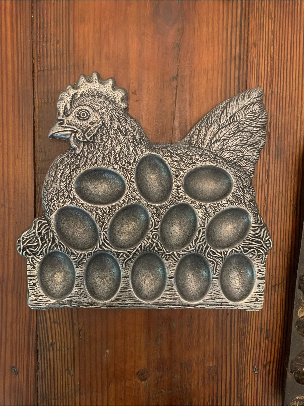 1994 Carson Hen Egg plate- pewter